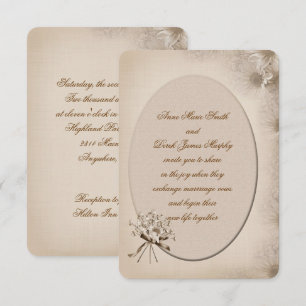 Sepia Mariage Daisy Invitation frontalier