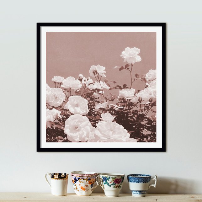 Sepia Roses Floral Garden Photo Art Print Poster (Créateur téléchargé)