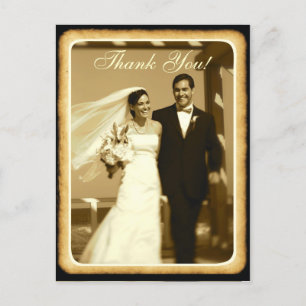 Sepia toned Vintage mariage merci cartes postales