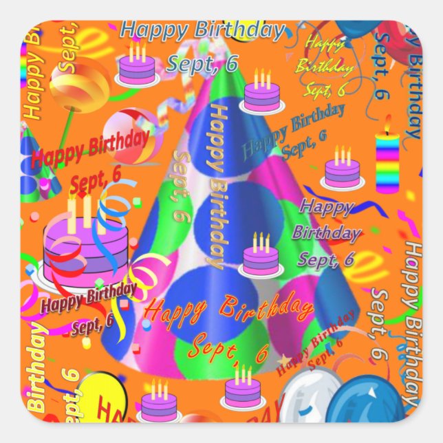 Sept, 6 Stickers Anniversaires de enfants (Devant)