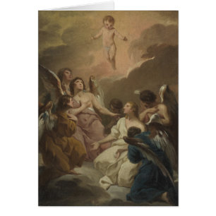 Sept anges adorant le Christ enfant religieux