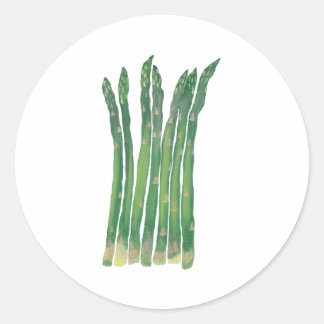 Sept Asperges s'élèvent sur des autocollants alime