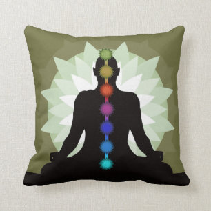 Sept Chakras Yoga Pose Design Jeter Oreiller