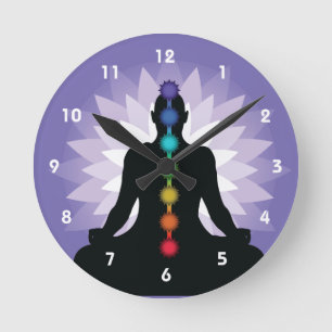 Sept Chakras Yoga Position Conception Mur Horloge