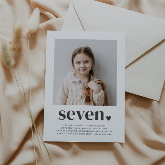Sept Coeurs - Photo Carré Invitation Anniversaire (Créateur téléchargé)