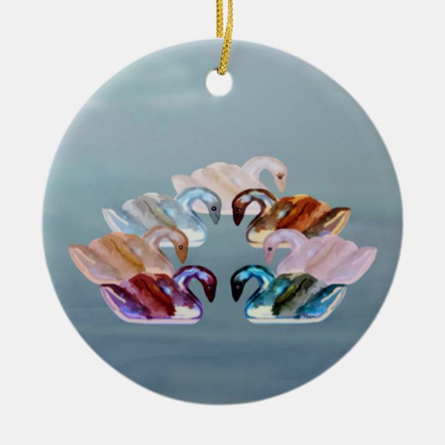 Sept cygnes un ornement de natation (Devant)