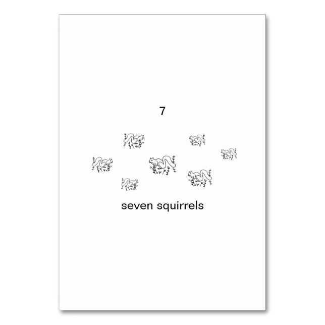 Sept écureuils, Carte Flashcards Numéro Personnali (Dos)