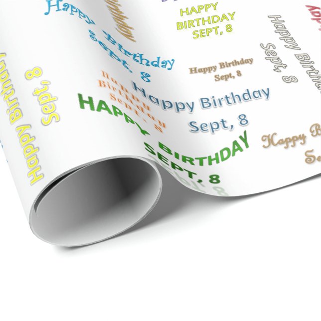 Septembre, 8 Anniversaire Papier cadeau d'envelopp (Coin rond)
