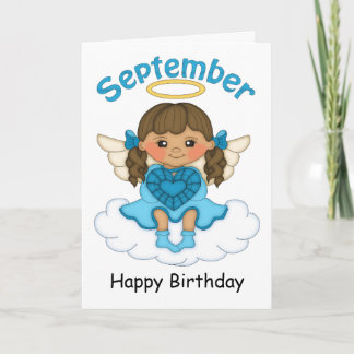 Septembre Birthstone Angel Brunette Carte d'annive