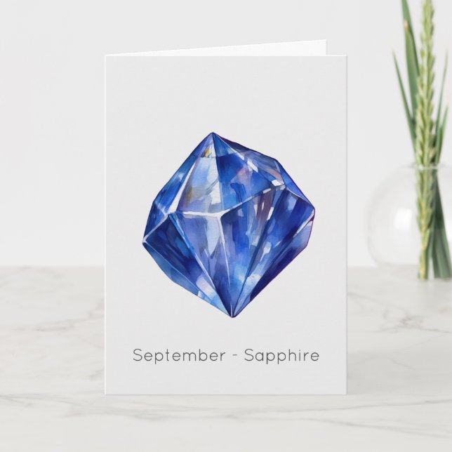 Septembre Birthstone Sapphire Bonne carte d'annive (Devant)