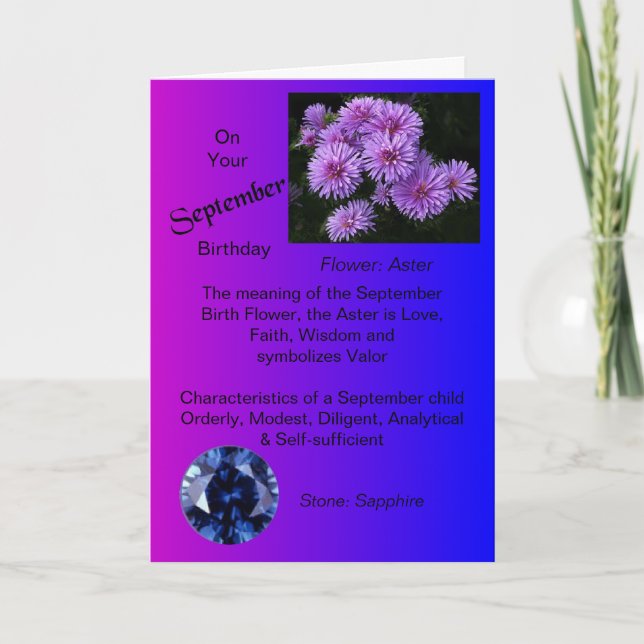 Septembre Carte d'anniversaire - Aster et Sapphire (Devant)