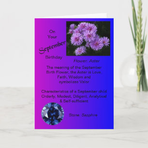 Septembre Carte d'anniversaire - Aster et Sapphire