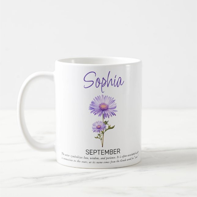 Septembre Personnalisé Fleur de naissance Mug (Gauche)