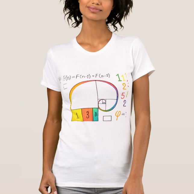 Séquence de Fibonacci et ratio d'or Math T-shirt (Devant)