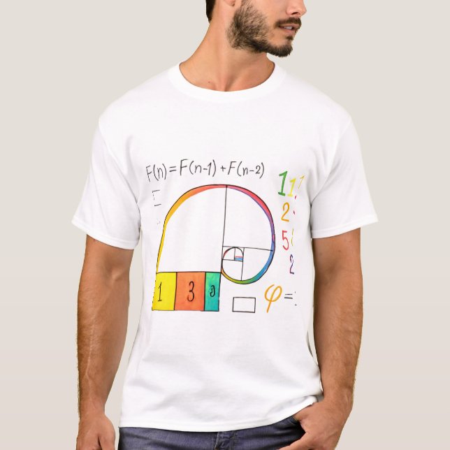 Séquence de Fibonacci et ratio d'or Math T-shirt (Devant)