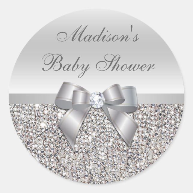 Séquences d'argent Stickers Baby shower Bow (Devant)