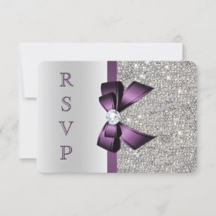 Séquences d'argent violet Faux Bow Diamond RSVP