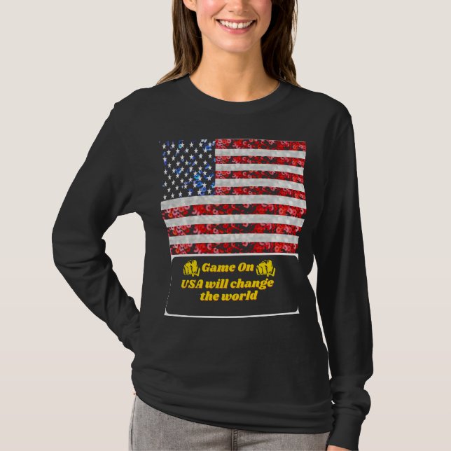 Sequin American Flag T-shirt USA (Devant)