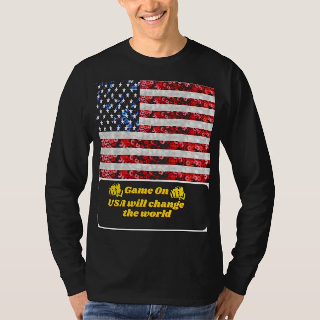 Sequin American Flag T-shirt USA (Devant)