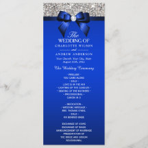 Séquin Argent Royal Blue Bow Wedding Programme