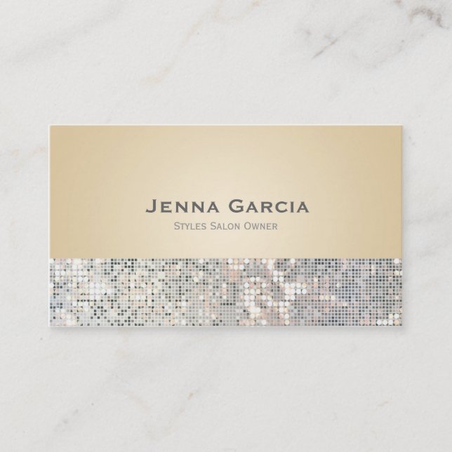 Sequin Glam Tan Beige Glitzy Carte de visite (Devant)