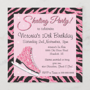 Séquin Glittering Ice Skate Party Invitations