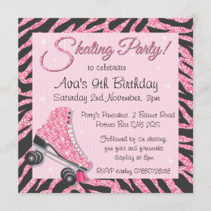 Séquin Glittering Roller Patinage Invitations