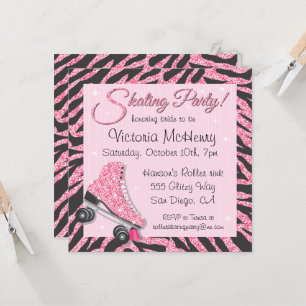 Séquin Glittering Roller Patinage Invitations