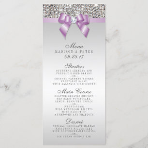 Séquins d'argent Lilac Bow Menu Mariage