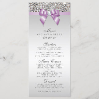 Séquins d'argent Lilac Bow Menu Mariage