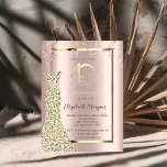 Sequins Dress Rose Gold 40th Birthday Invitation<br><div class="desc">Gold sequins dress and confetti on rose gold background.</div>