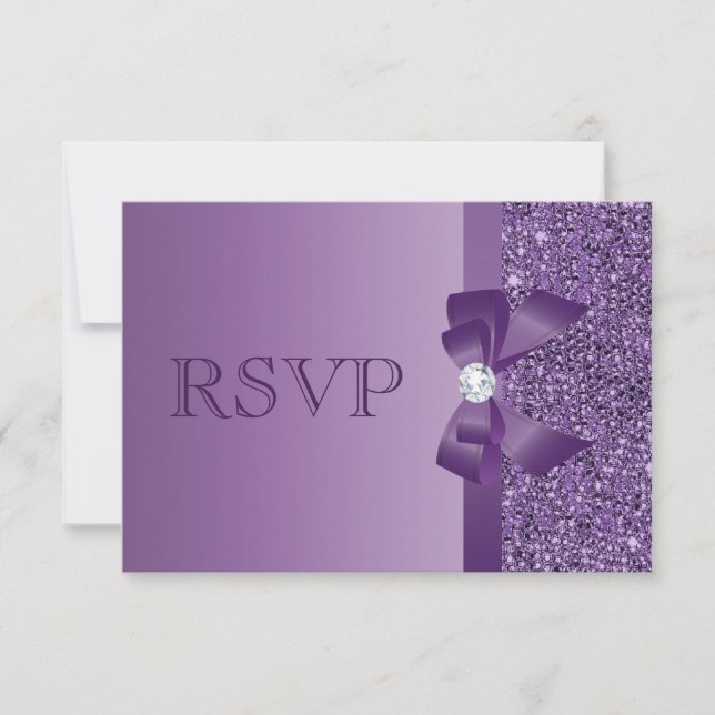 Séquins imprimés violets, Bow & Diamond RSVP (Devant)