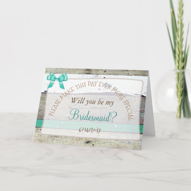 Seras-tu ma carte Bridesmaid Rustic Wood (Devant)