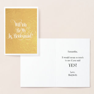 Seras-Tu Ma Carte Jr Bridesmaid Gold Foil