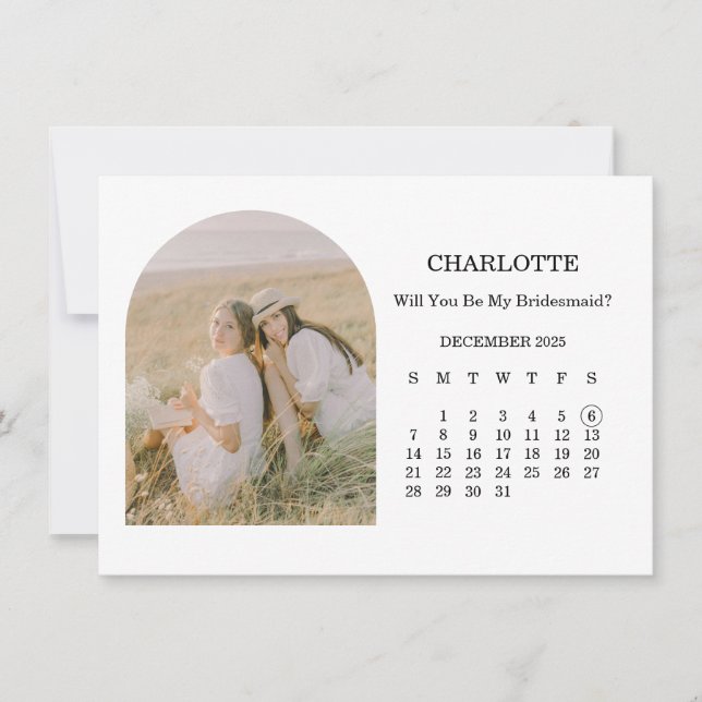 Seras-Tu Ma Demoiselle D'Honneur Carte De Calendri (Devant)