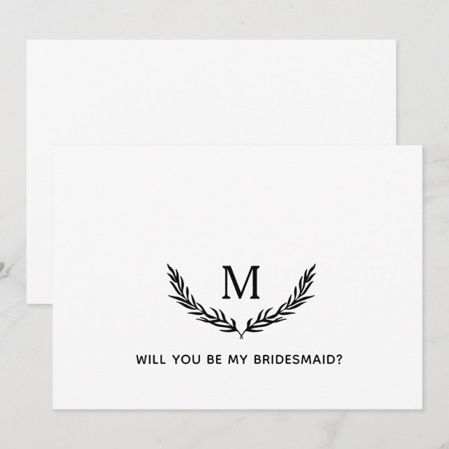 Seras-tu ma demoiselle d'honneur ? Carte élégante  (Devant / Derrière)