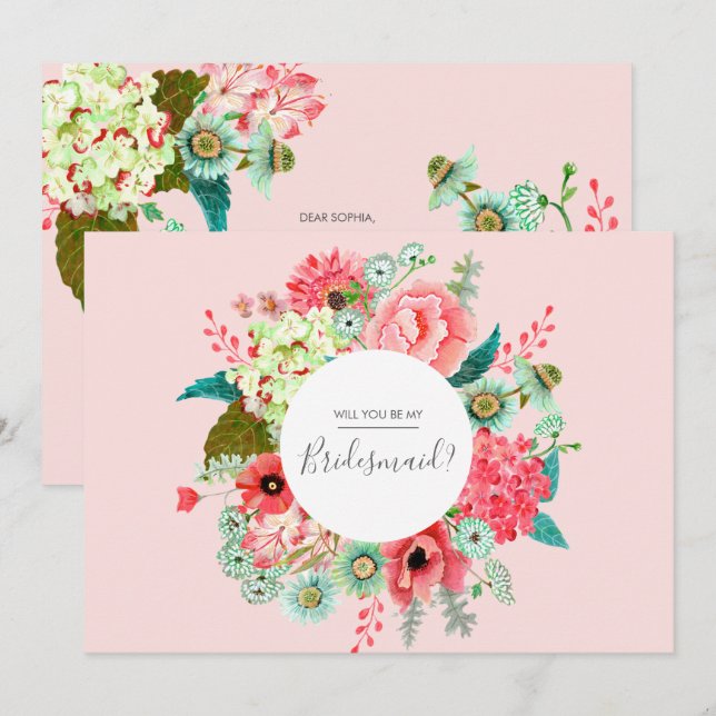 Seras-tu ma demoiselle d'honneur | Cartes d'invita (Devant / Derrière)