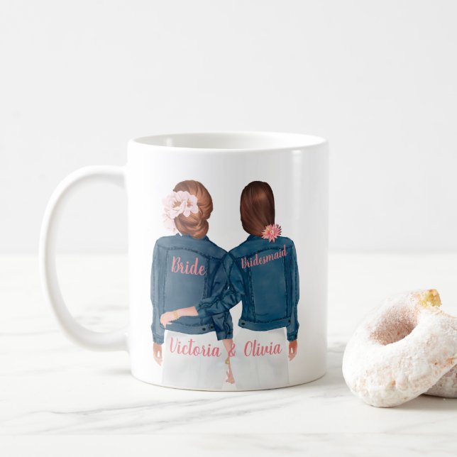 Seras-tu ma demoiselle d'honneur Jean Jacket Mug (Avec donut)