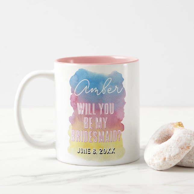 seras-tu ma demoiselle d'honneur mug aquarelle (Avec donut)