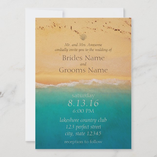 Serene Beach et Blue Ocean Invitation (Devant)