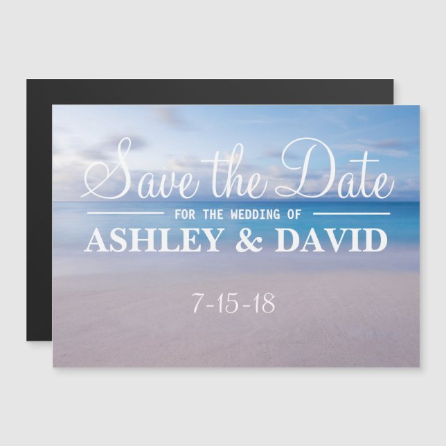 Serene Beach Save the Date Magnet (Devant / Derrière)