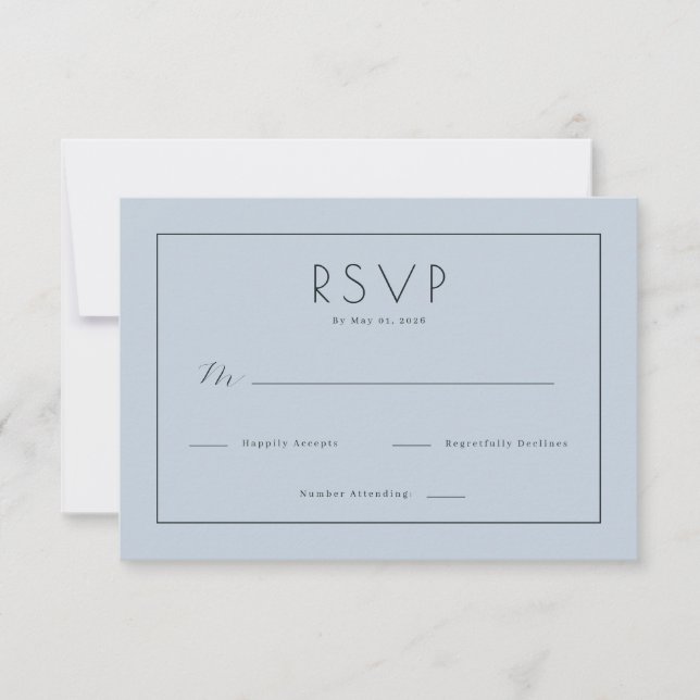Serene Blue Minimalist RSVP (Devant)