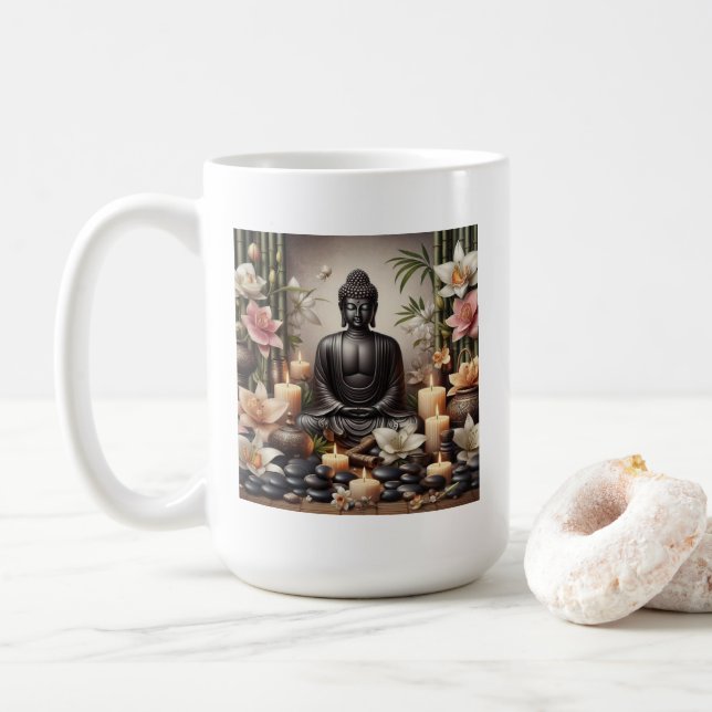 Serene Bouddha dans la Mug de prière (Avec donut)