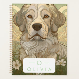 Serene Dog Planner avec nom et monogramme