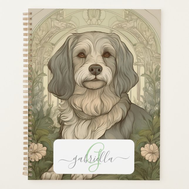 Serene Dog Planner avec nom et monogramme (Devant)