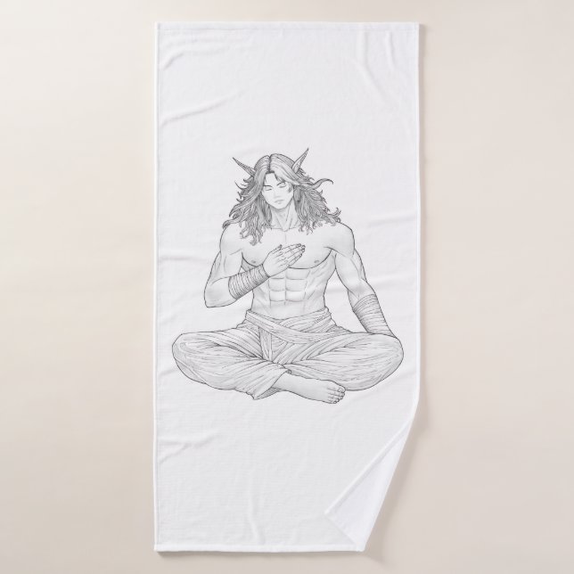 Serene Elf Warrior | Fantasy Anime Character Art (Serviette de bain)