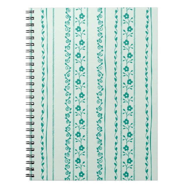Serene Floral rayures Spiral Photo Carnet (Devant)
