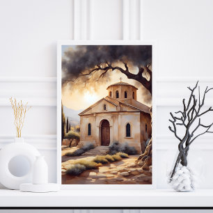 Serene Greek Church Paysage Poster religieux