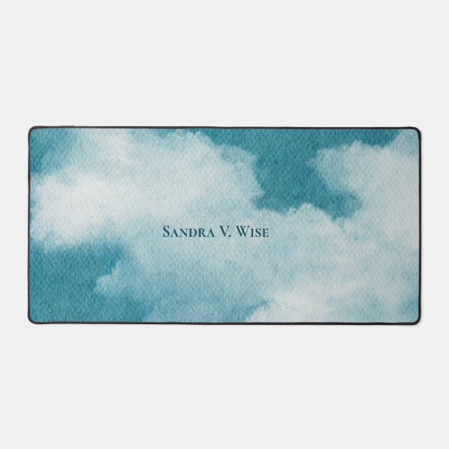 Serene Horizon Dreams Aquarelle Bleu et blanc (Recto)