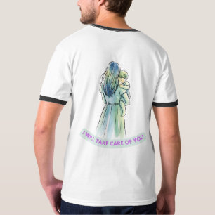 Serene Mère & Enfant Aquarelle Embrace T-shirt